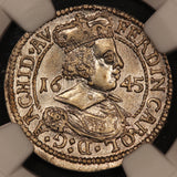 1645 Austria Hall 3 Kreuzer Silver Coin - NGC MS 64