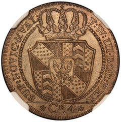 1800 Switzerland Neuchatel 4 Kreuzer Billon Coin - NGC MS 63 - KM# 63