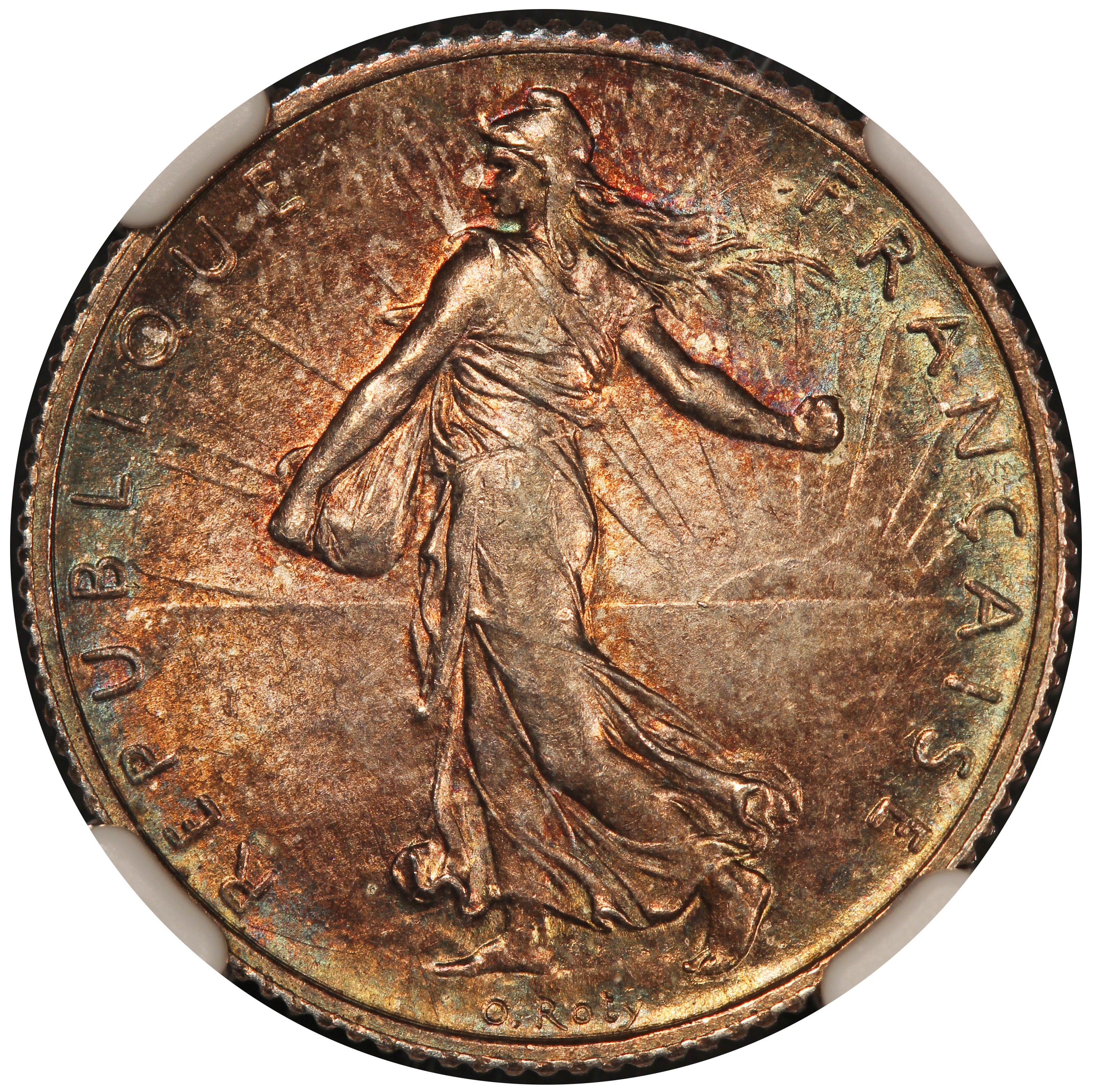 1918 France 1 One Franc Silver Coin - NGC MS 64 - KM# 844.1