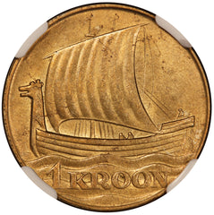 1934 Estonia 1 Kroon Coin - NGC MS 63 - KM# 16