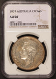 1937 Australia One Crown Silver Coin - NGC AU 58 - KM# 34