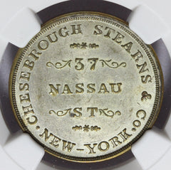 1850s New York NY Chesebrough Stearns Silk Merchant Token M-NY-156B - NGC MS 61