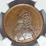 1725 France Louis XV Hunting Trophy Bronze Medal 32mm Jeton - NGC MS 64