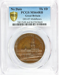 1790s Britain Middlesex Kempson's Penny Conder Token RRR - D&H-45 - NGC MS 64 RB