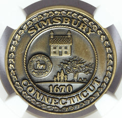 1970 Simsbury, CT Connecticut 300th Anniversary Bronze Town Medal - NGC MS 67