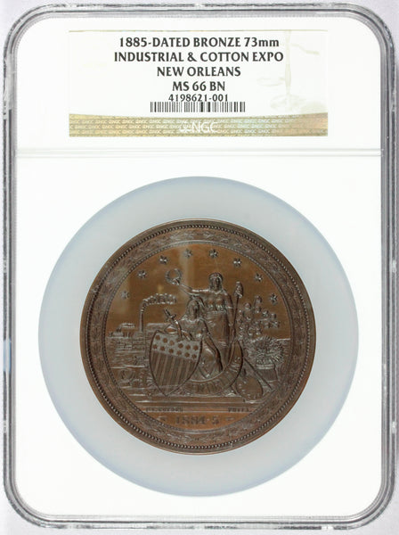 1884-5 Industrial & Cotton Exposition New Orleans 73mm Bronze Medal - NGC MS 66 BN