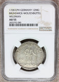 1728 EPH Germany Brunswick-Wolfenbuttel 12 MG Wildman Silver Coin - NGC AU 55 - KM# 730