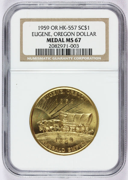 1959 Eugene, Oregon 100th Centennial So-Called $1 Dollar HK-557 - NGC MS 67
