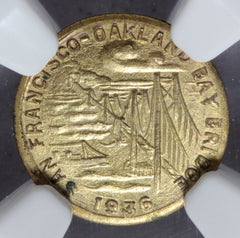 1936 California San Francisco Oakland Bay Bridge 1/2 Gold Token - NGC MS 64