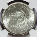 1973 Peru 100 Soles Japan Trade Centennial Silver Coin - NGC MS 66 - KM# 261