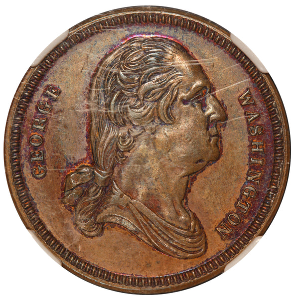 1860 George Washington Houdon Statue Lovett Medal B-315 GW-516 - NGC AU 55