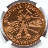 1966 Bentleyville, PA Sesquicentennial Copper Town Medal - NGC MS 66 RD
