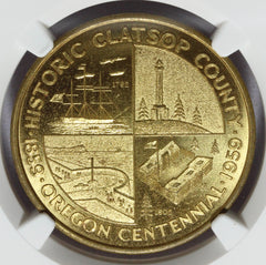 1959 Clatsop County Oregon Statehood Centennial Good For 50c Token - NGC MS 67 PL