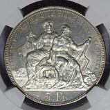 1883 Switzerland 5 Francs Lugano Shooting Festival Silver Coin - NGC MS 62 - X#S16