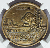 1961 Cloud County Kansas Centennial 35mm Brass Medal Coin - NGC MS 66