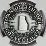1989 Ashford, CT Connecticut 275th Anniversary Silver Town Medal - NGC MS 68