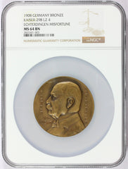 1908 Germany Echterdingen LZ 4 Zeppelin Bronze Medal - NGC MS 64 BN - Kaiser-298