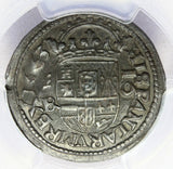 1663-BR Spain Segovia 16 Maravedis Coin - PCGS AU 58 - KM# 172.1