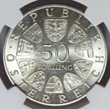 1969 Austria 50 Schilling Maximilian I Silver Coin - NGC MS 64 - KM# 2906