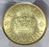 1938 N GJ Denmark 1 One Krone Coin - PCGS MS 64 - KM# 824.2