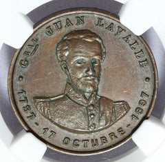 1897 Argentina Gen. Juan Lavalle 100th Anniversary Bronze Medal - NGC AU 58 BN