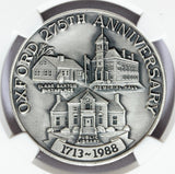 1988 Oxford, MA Massachusetts 275th Anniversary Silver Town Medal - NGC MS 68