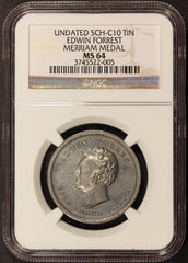 Undated Edwin Forrest Merriam Tin Medal SCH-C10 - NGC MS 64