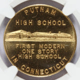 1955 Putnam, CT Connecticut Centennial High School Gilt Town Medal - NGC MS 67