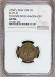 1850s New York, NY Theodor Bollenhagen & Co Merchant Token M-NY-71 - NGC AU 58