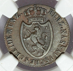 1810 Germany Nassau-Weilburg-Usingen One 1 Kreuzer Coin - NGC XF 40 BN - KM# 15