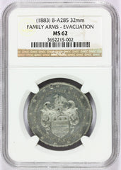 1883 Washington Family Coat of Arms Evacuation of NY Medal B-A285 - NGC MS 62