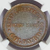 1869-70 Ceylon Colombo Corey Strachan & Co. Union Mills 1 Token - NGC MS 61 BN