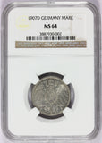 1907-D Germany 1 One Mark Silver Coin - NGC MS 64 - KM# 14