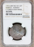 1793 Britain Norfolk Norwich Half Penny Conder Token D&H-20 - NGC AU 58 BN
