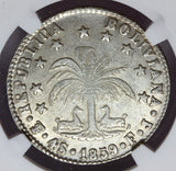 1859 PTS FJ Bolivia 4 Soles Silver Coin - NGC AU 53 - KM# 123.3