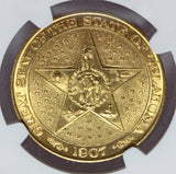 1957 (1907) Oklahoma Statehood 50th Anniversary Brass Token Medal - NGC MS 66