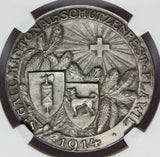 1914 Switzerland St. Gallen Flawil Shooting Festival Silver Medal R-1189b - NGC MS 64