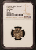 1162-96 Spain Barcelona Alfonso I Dinero Silver Coin - NGC XF 45