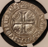 1380-1422 France Charles VI Blanc Guenar Silver Coin - NGC MS 63