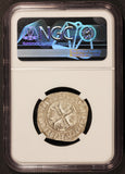 1380-1422 France Charles VI Blanc Guenar Silver Coin - NGC MS 63