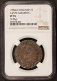 1584-6 Great Britain England Elizabeth I Shilling Silver Coin S-2577 - NGC VF 35