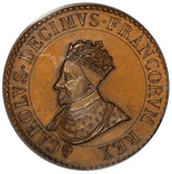 1590 France Charles X Coronation Bronze Restrike Medal MAZ-324 - PCGS SP 64 BN
