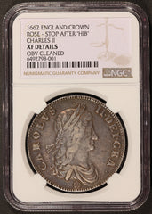 1662 Great Britain One Crown Silver Coin - NGC XF Details - KM# 417.1 - DAV-3774