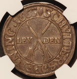 1665 Netherlands Leyden Shooting Penny Schutterspenning Silver Coin - NGC VF 25