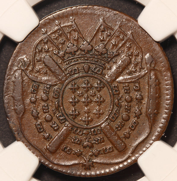 1708 France Lille 20 Sols Copper Seige Coin - NGC AU 55 BN - KM# 7