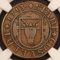 1713 Germany Coesfeld 8 Pfennig Copper Coin - NGC VF 30 BN - KM# 9