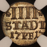 1717 Germany Hildesheim 4 Pfennig Billon Coin - NGC MS 65 - KM# 251