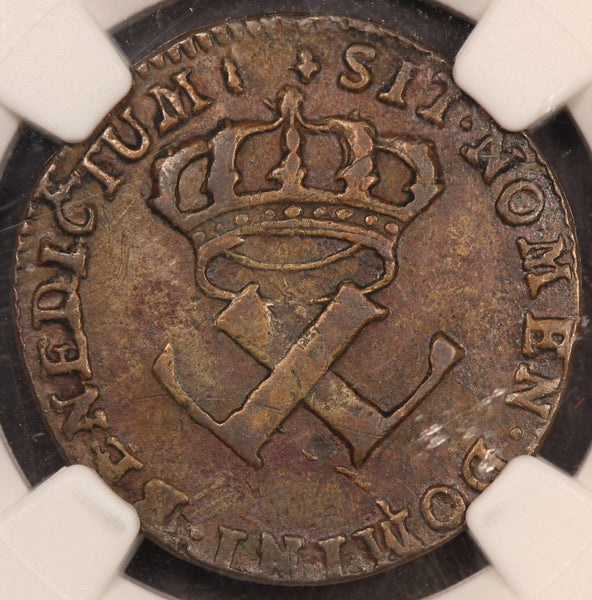 1721-H French Colonies 9 Deniers Coin - NGC XF 40 - KM# 5.2