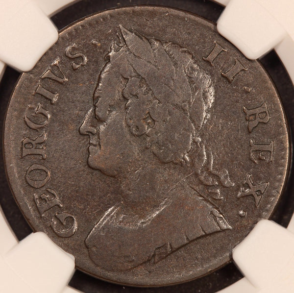 1752 Great Britain 1/2 Half Penny Copper Coin - NGC F 15 BN - KM# 579.2
