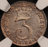 1763 Great Britain 3 Three Pence Silver Coin - NGC MS 63 - KM# 591